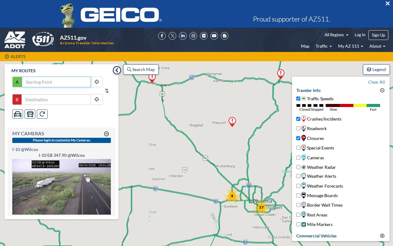 Arizona phone directory traveler resource on the AZ 511 traffic portal
