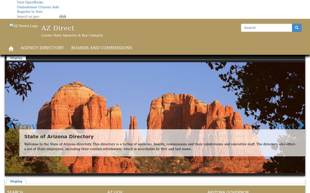 Arizona phone directory search on the AZ Direct state agency and employee directory