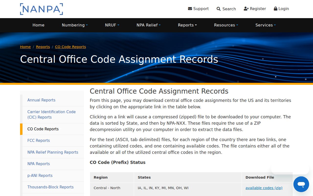 Arizona phone codes listed in NANPA central-office code assignment records